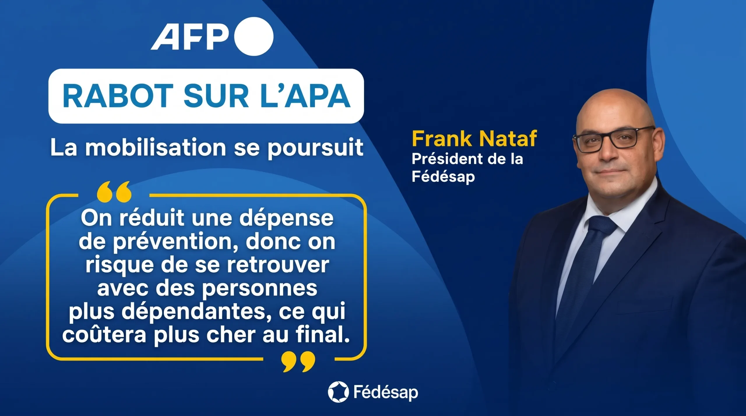 Autonomie : la mobilisation contre le rabot de l’APA s’intensifie, l’AFP relaie notre alerte